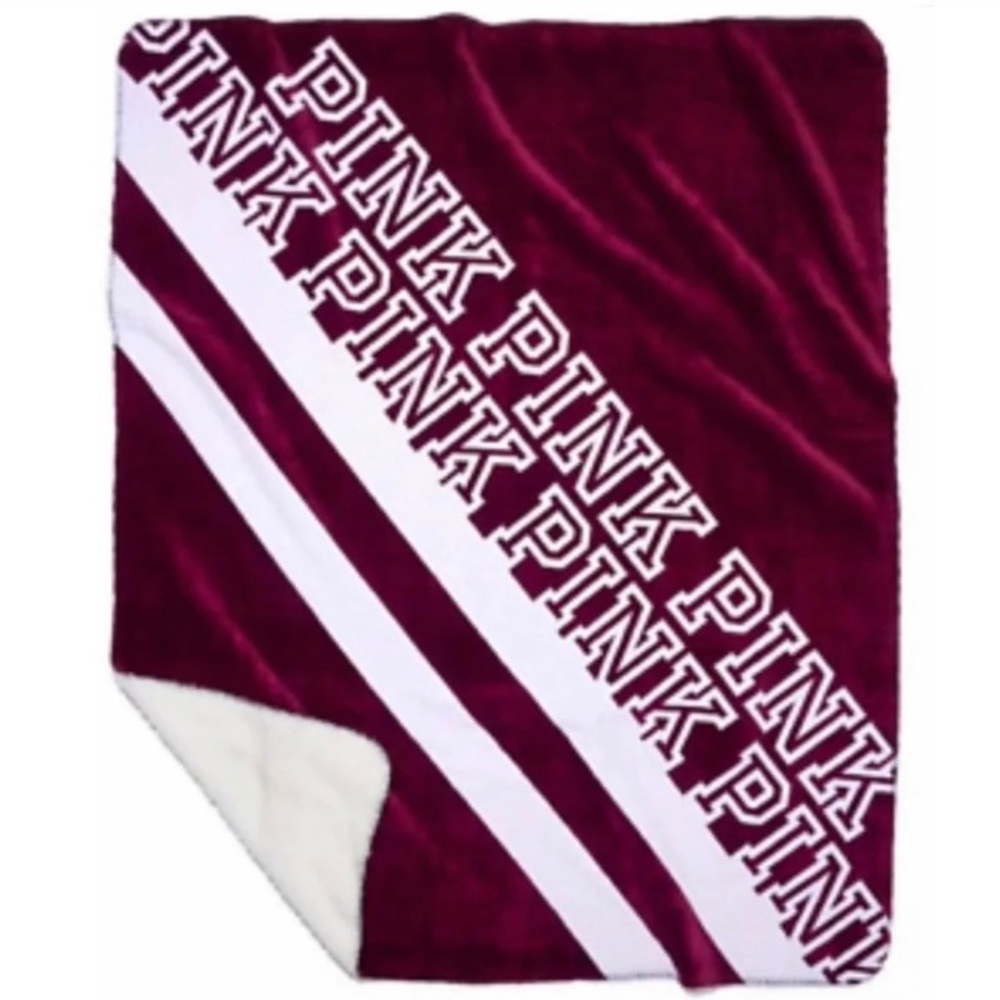Victoria’s  Secret VS Pink Sherpa Blanket purple plum orchid
